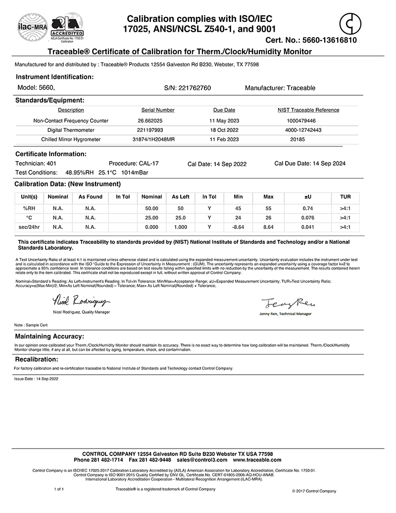 Calibration Certificate